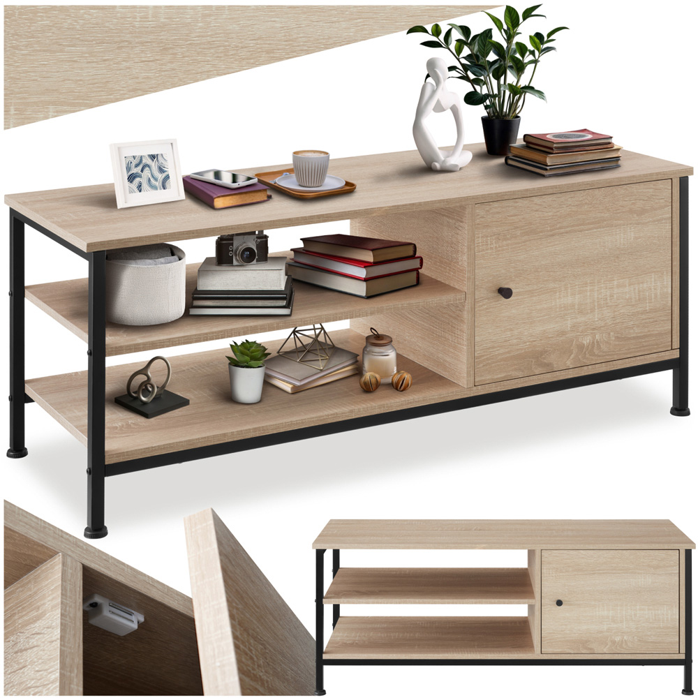 Tectake Durban Single Door 2 Shelf Sonoma Oak TV Stand Image 2