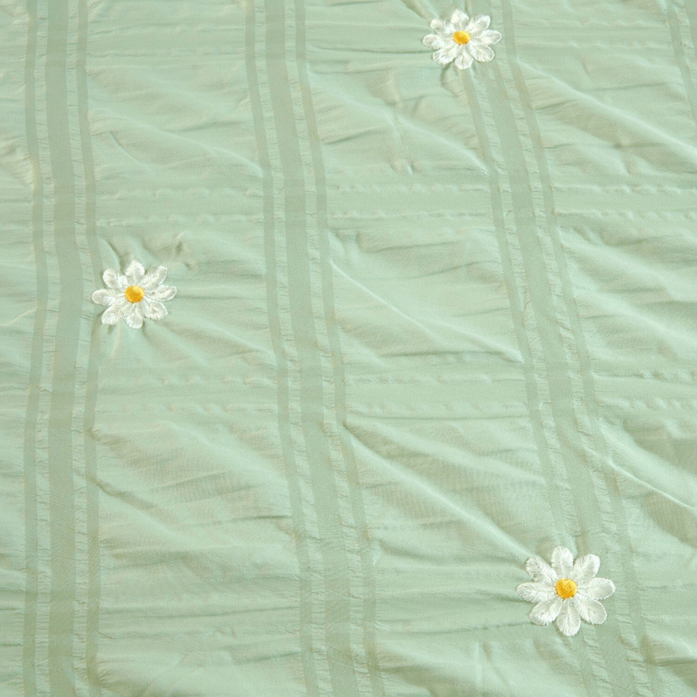 Darcey Embroidered Duvet Set Sage Green King Image 5