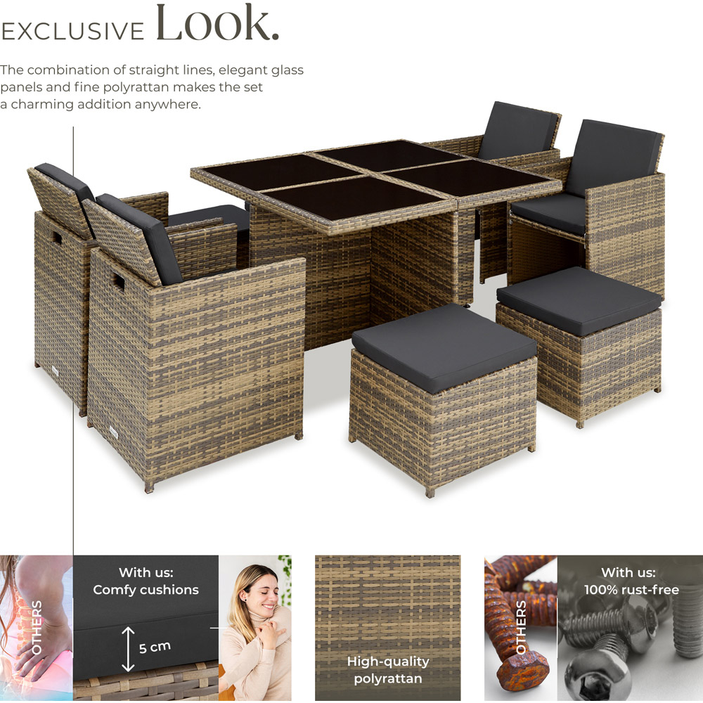 tectake Manhattan 8 Seater Rattan Garden Dining Set Natural Image 7