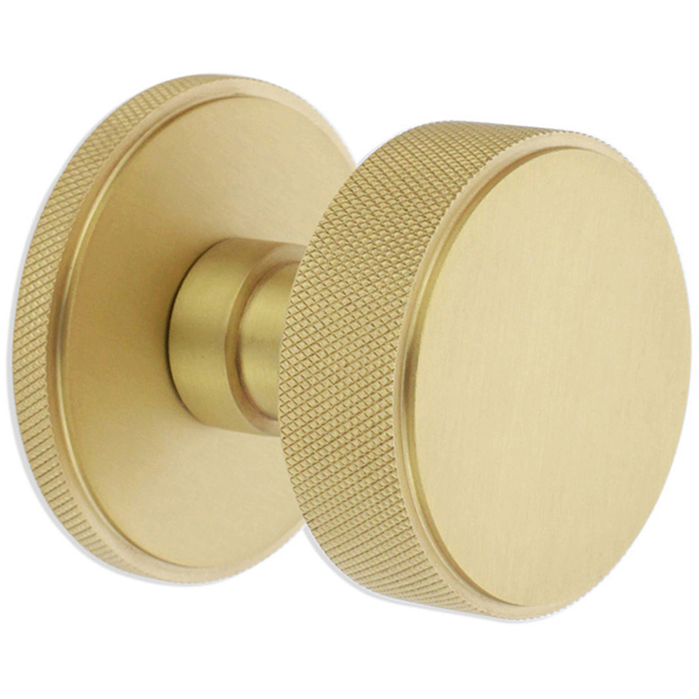 Spira Brass Satin Brass Connaught Knurled Mortice Door Knob 2 Pack Image 3