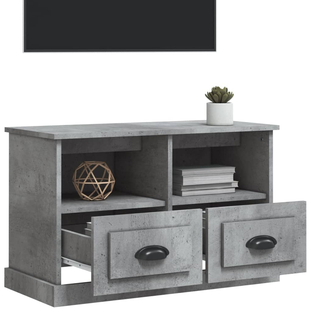 vidaXL 2 Drawer 2 Shelf Concrete Grey TV Cabinet Image 3