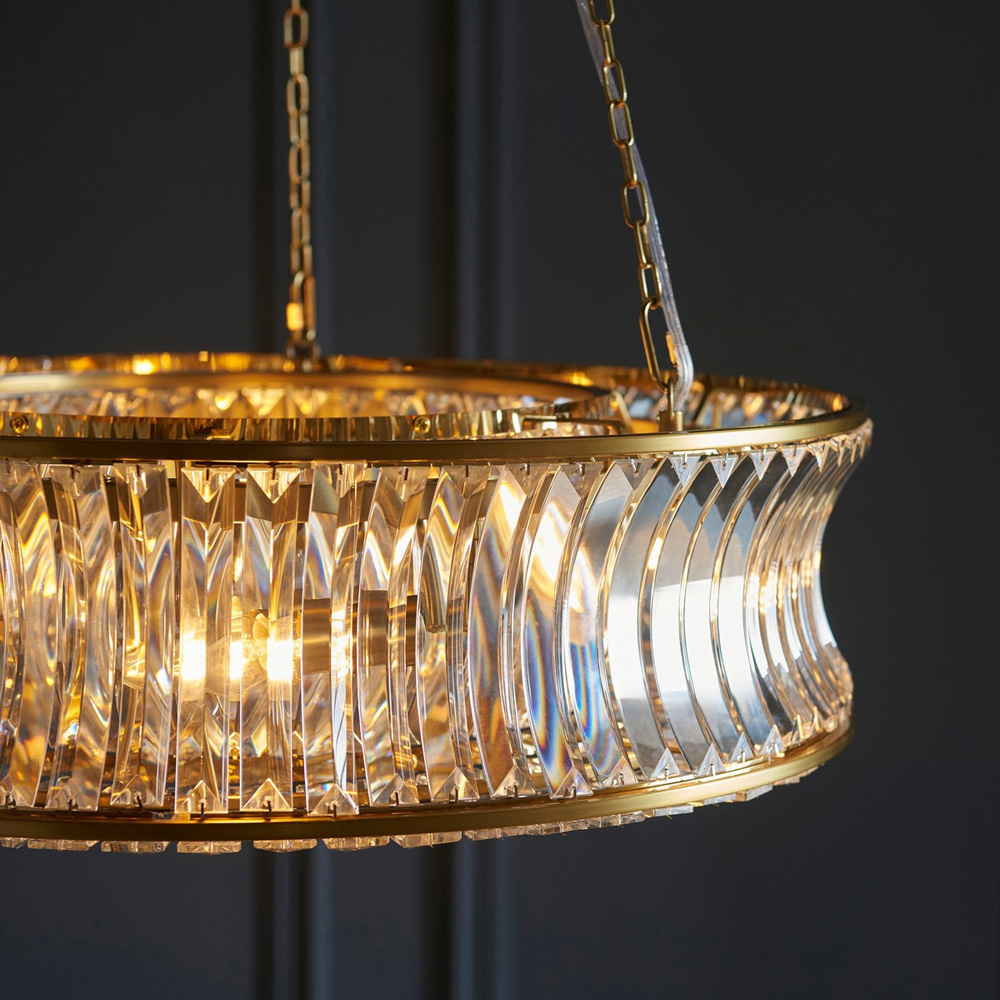 Merano Vittoria Warm Brass Plate Clear Glass Pendant Ceiling Light Image 6