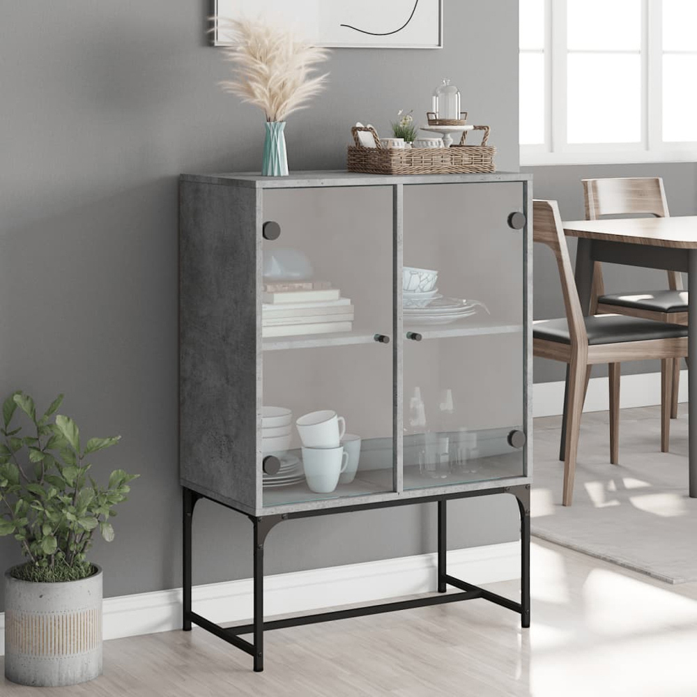 vidaXL 2 Door Concrete Grey Side Cabinet Image 9