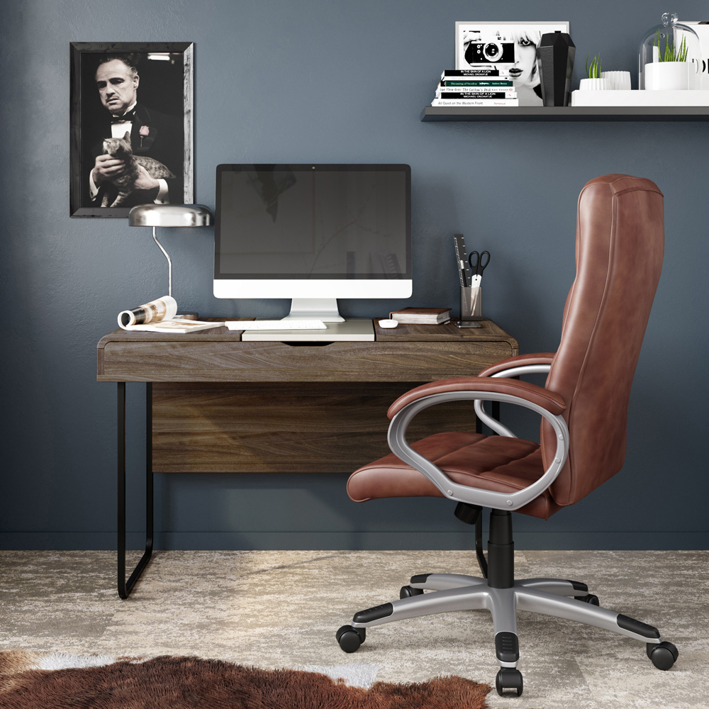 Alphason Hampton Brown Leather Office Chair Image 6