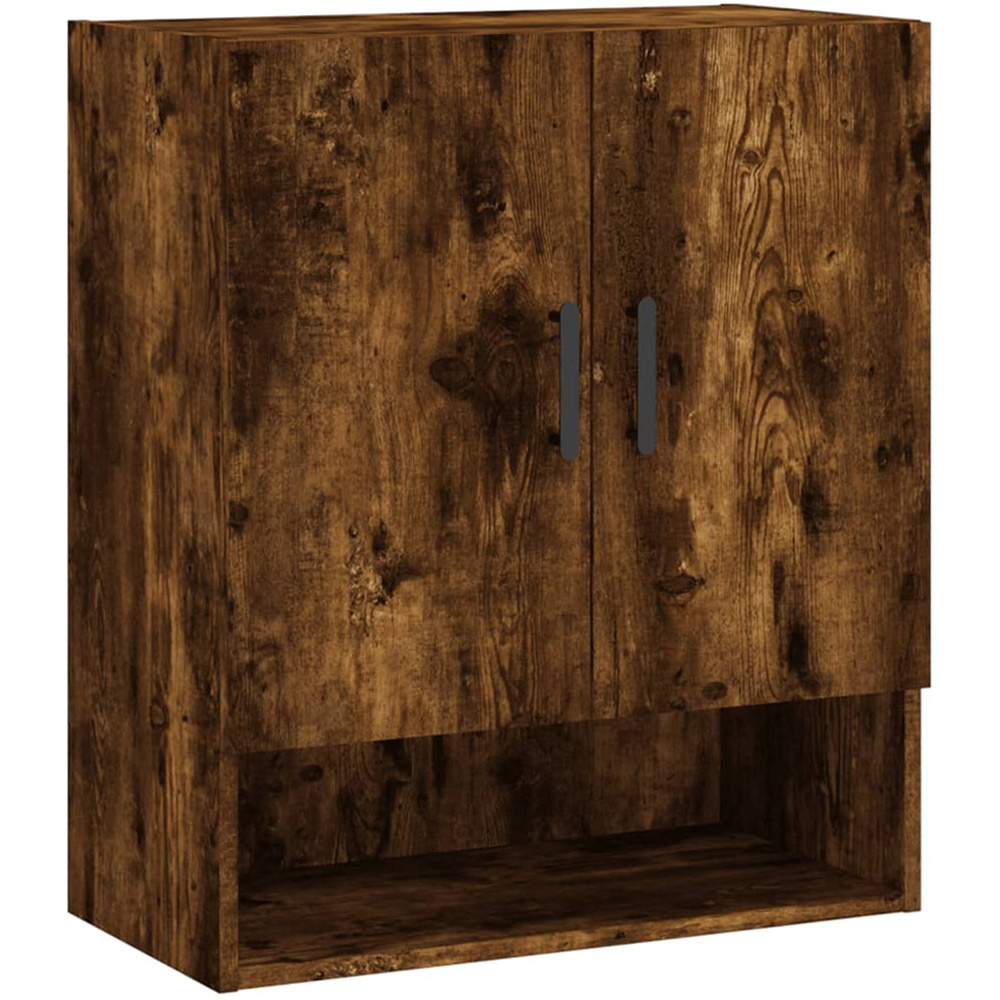 vidaXL 2 Door Single Shelf Smoked Oak Wall Mounted Cabinet Image 2