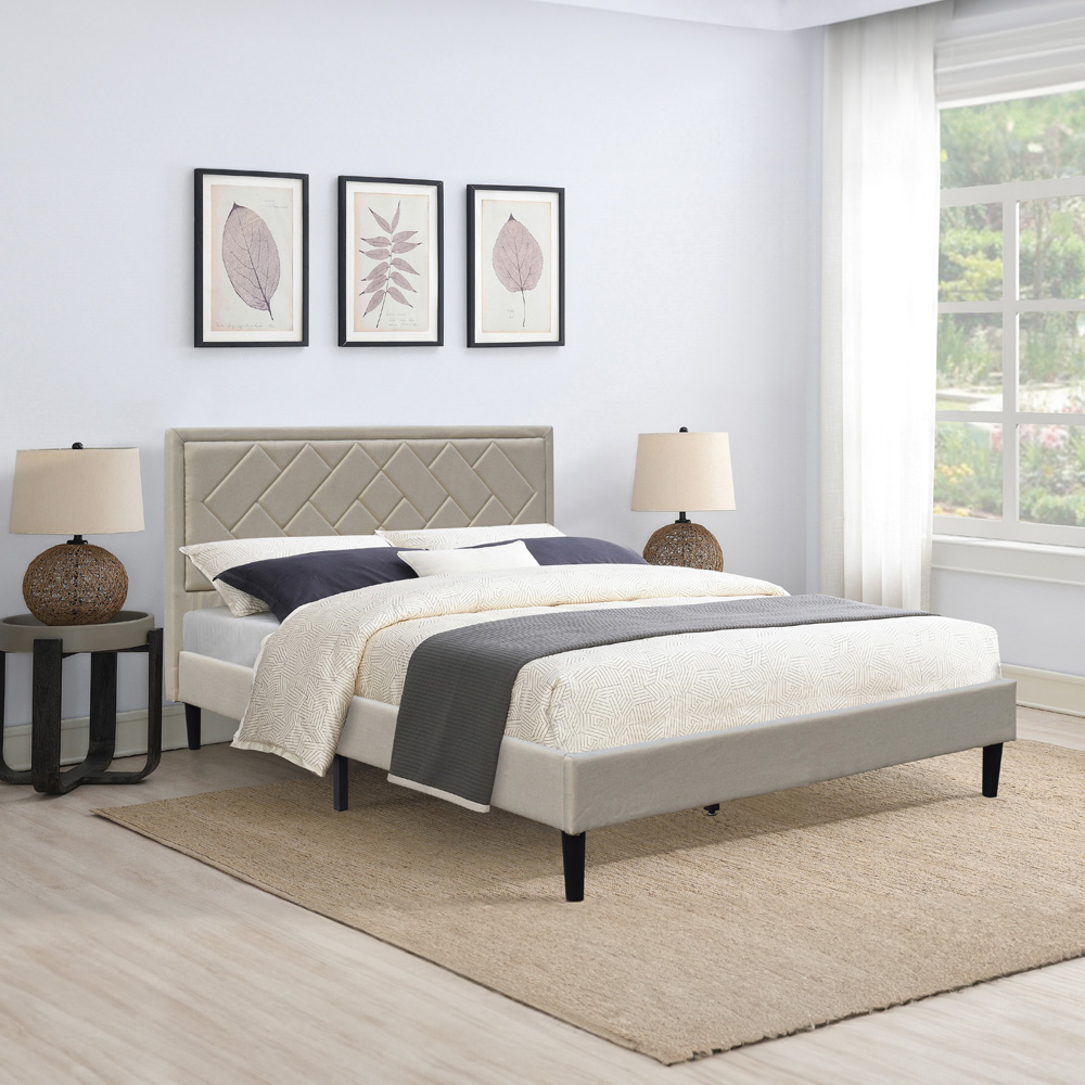 Brooklyn Double Stone Padded Headboard Bed Frame Image 3
