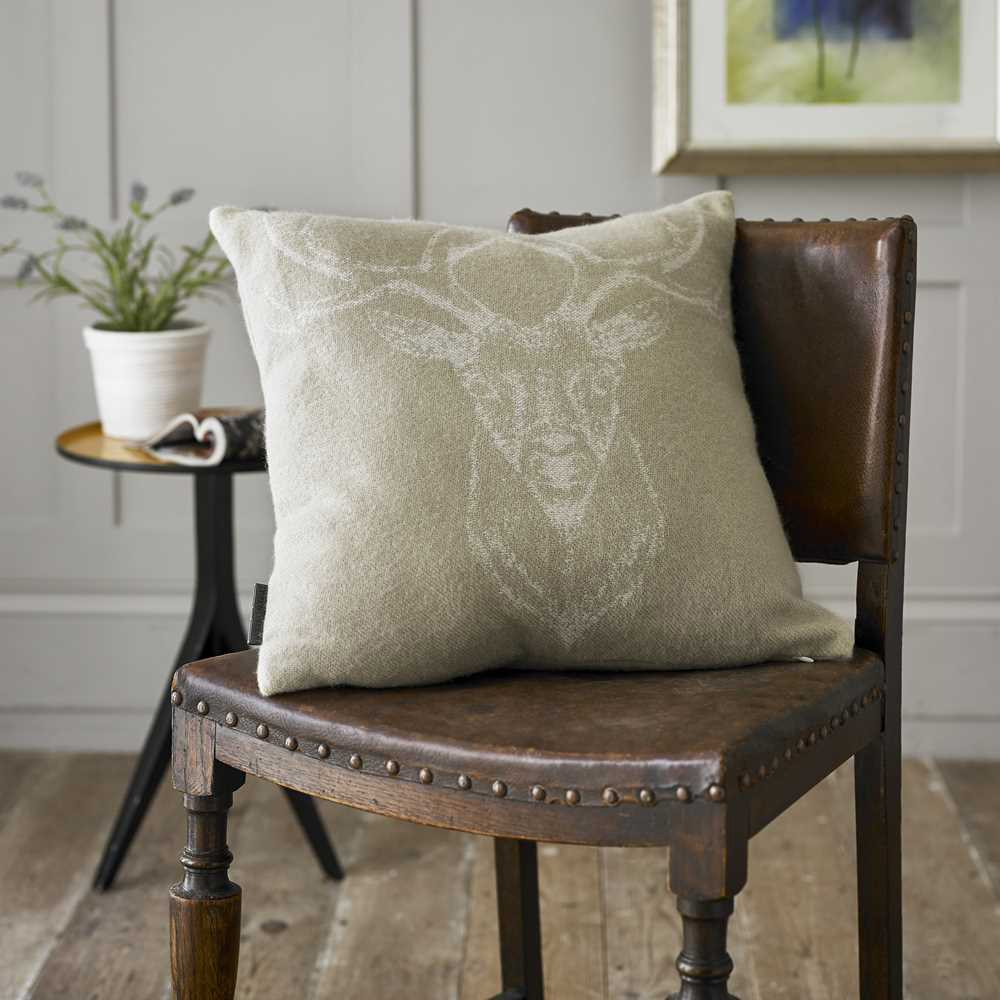 The Lyndon Company Stag Oatmeal Acrylic Cushion 45 x 45cm Image 2