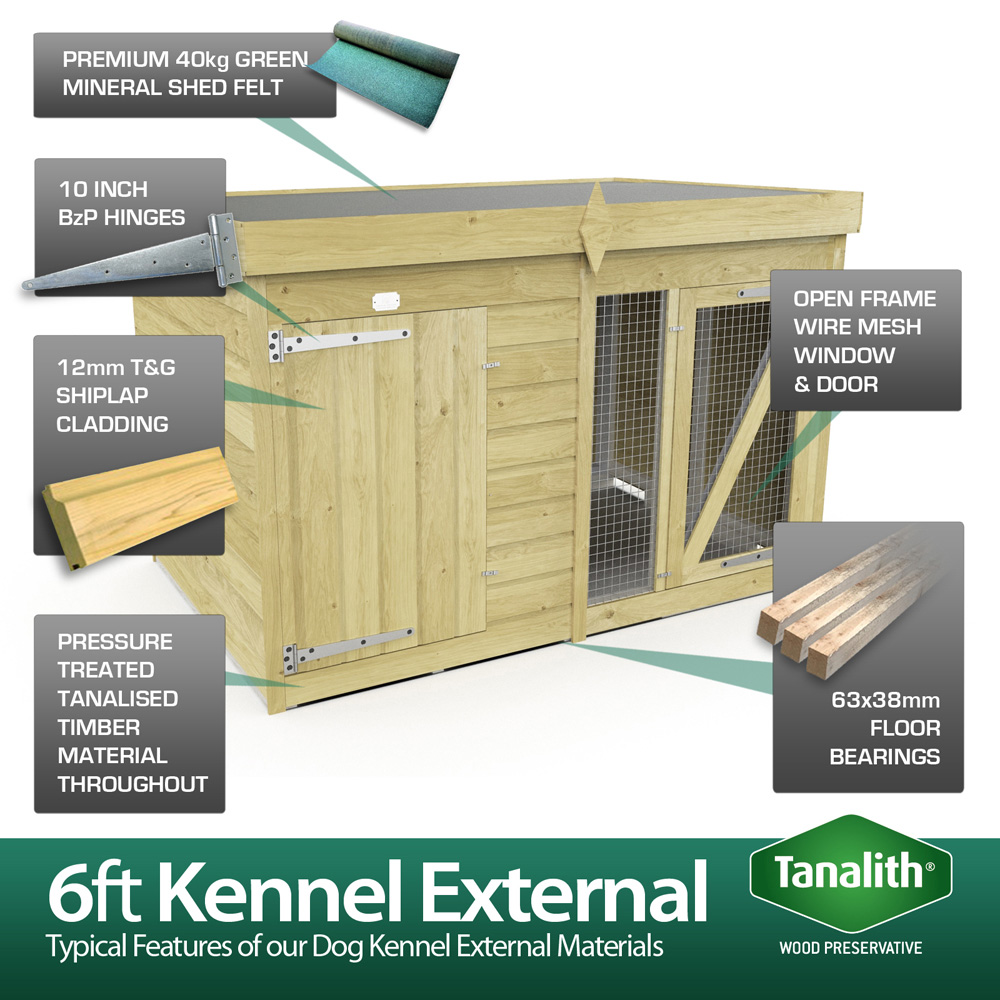 DIY Sheds 4 x 6ft Pressure Treated Tongue and Groove Timber Dog Kennel and Run Image 4