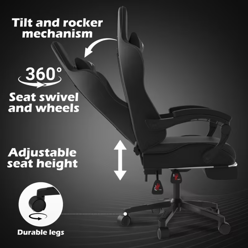 Alivio Black Ergonomic Massage Gaming Chair Image 8