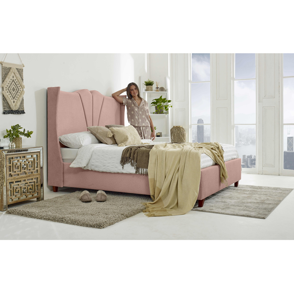 Eleganza Florentine Single Pink Arlington Fabric Bed Frame with Winged Headboard Image 4