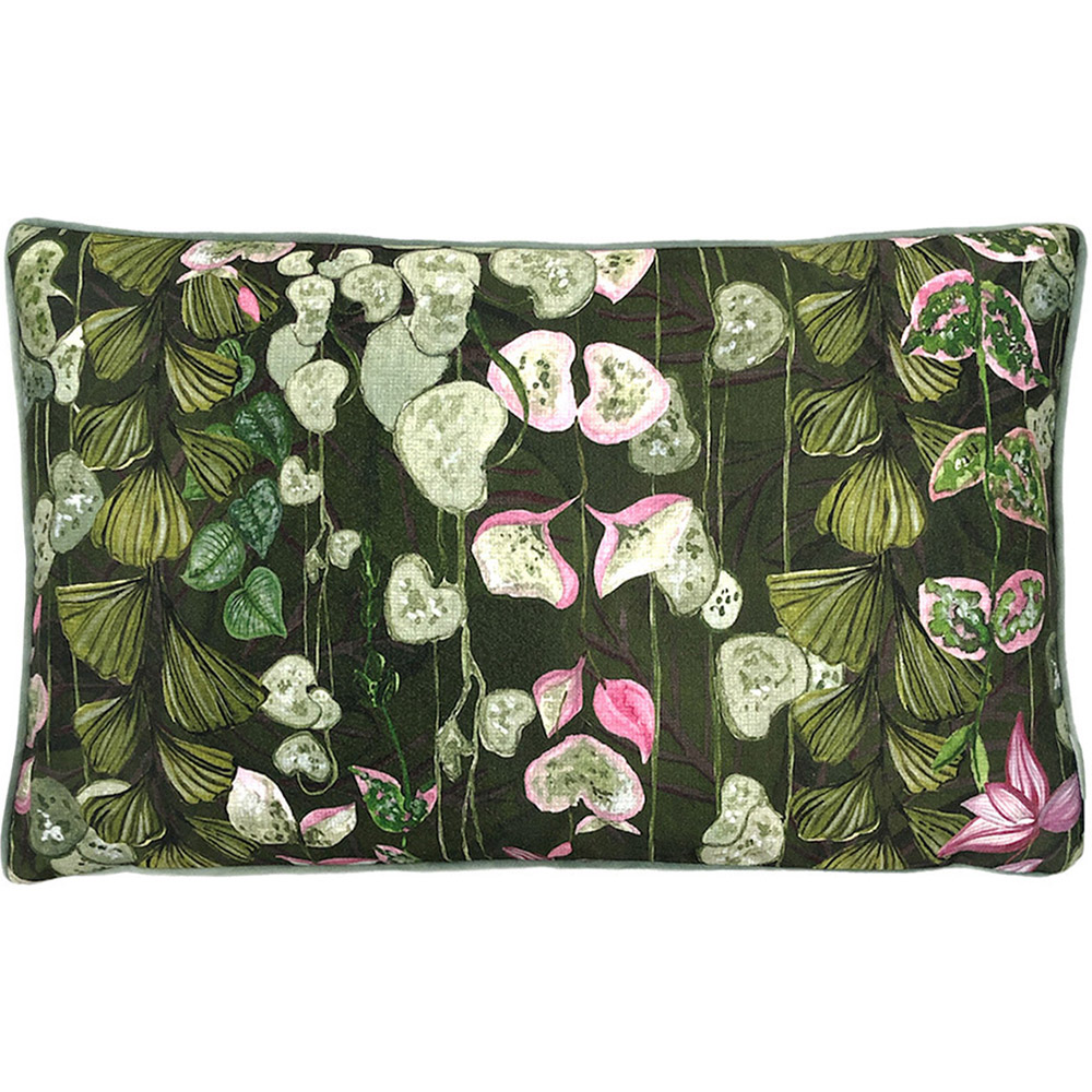 Paoletti Veadeiros Pink Rectangular Botanical Cushion Image 1