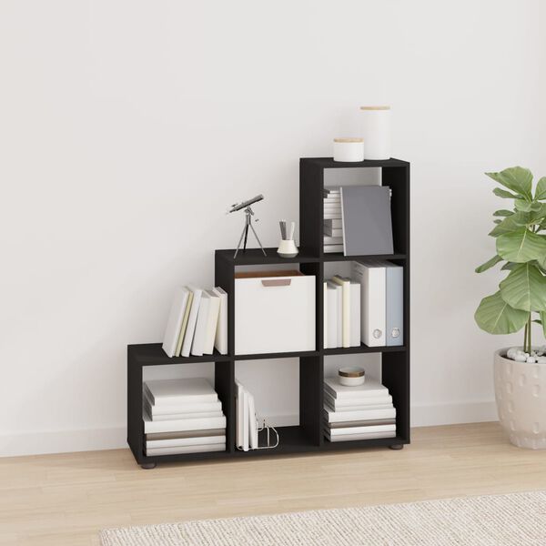 vidaXL 6 Shelf Black Staircase Bookcase Image 7