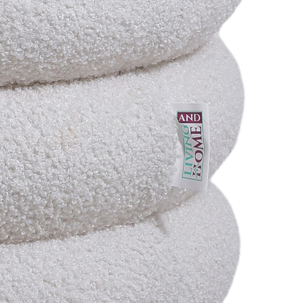 Living and Home White Creative Teddy Bear Fabric Footstool with Wooden Legs Image 5