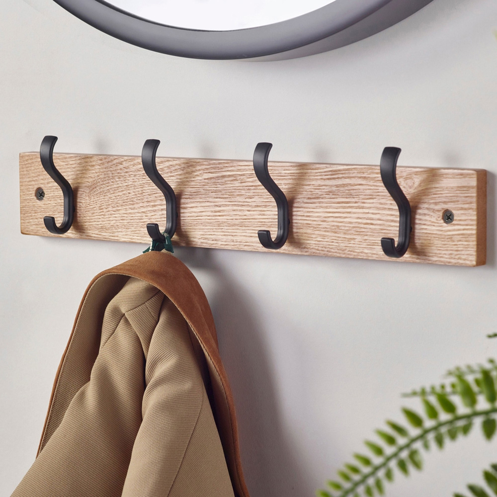Headbourne Black and Ash 4 Hook Coat Rail Image 2