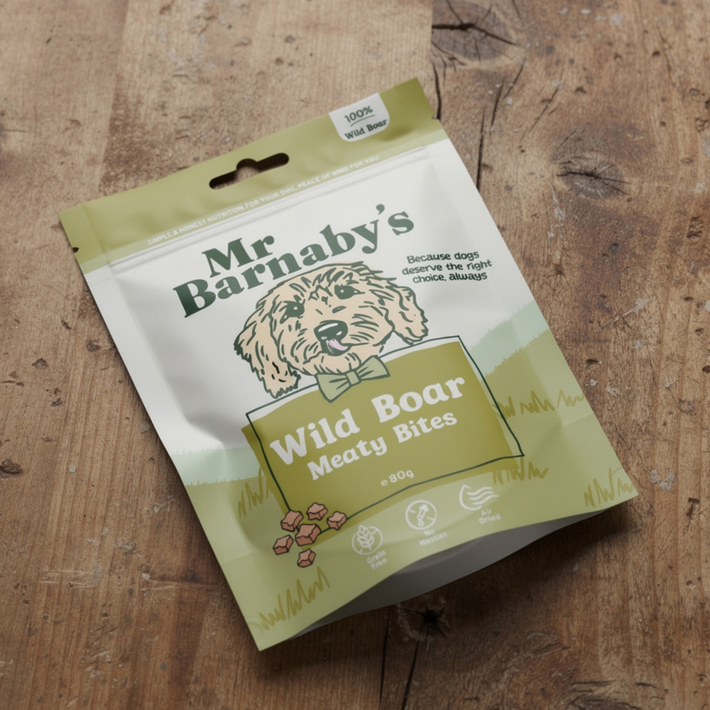 Mr Barnaby's Wild Boar Meaty Bites Dog Treats 80g 4 Pack Image 2