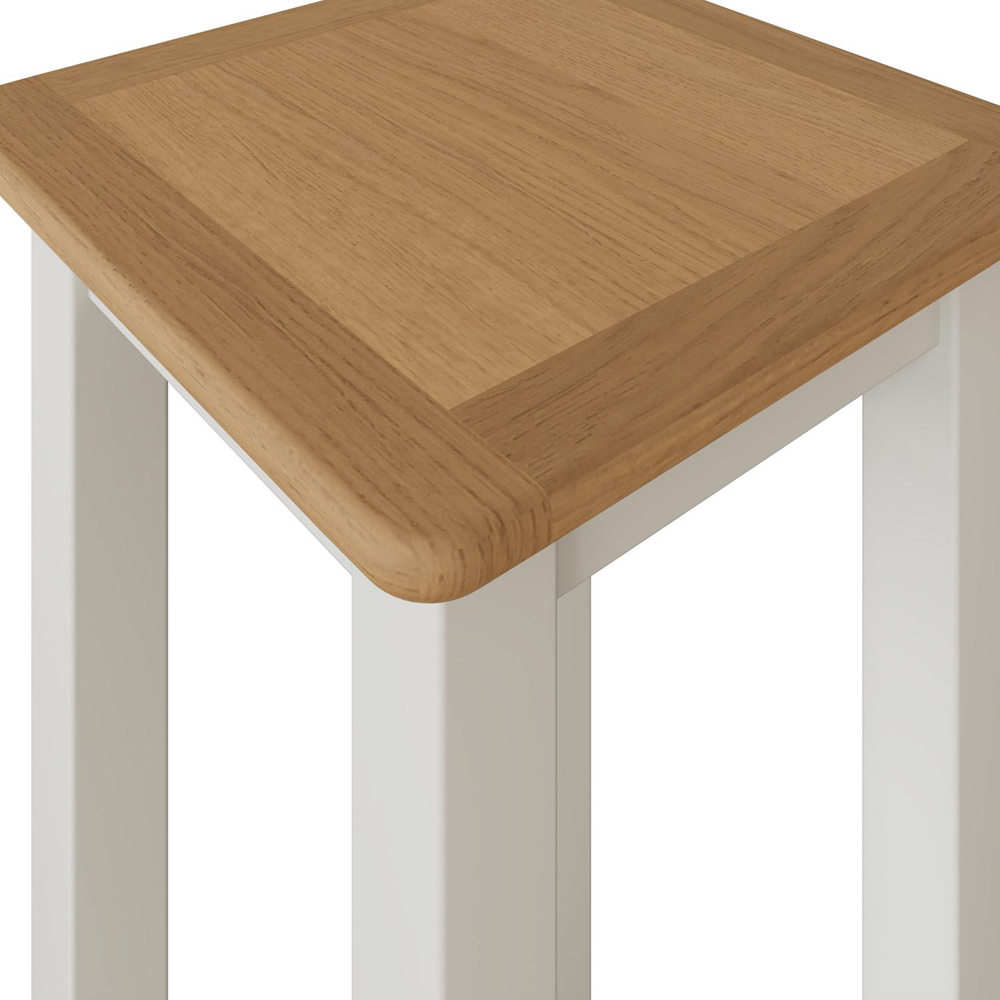 FWStyle Taberno Single Shelf White Linen and Oak Side Table Image 4
