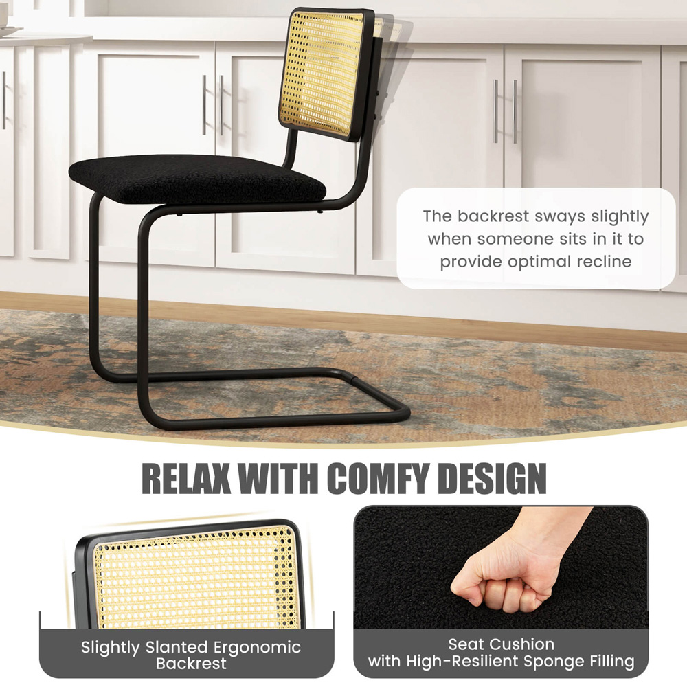Costway Set of 2 Black Cantilever Dining Chair Image 6