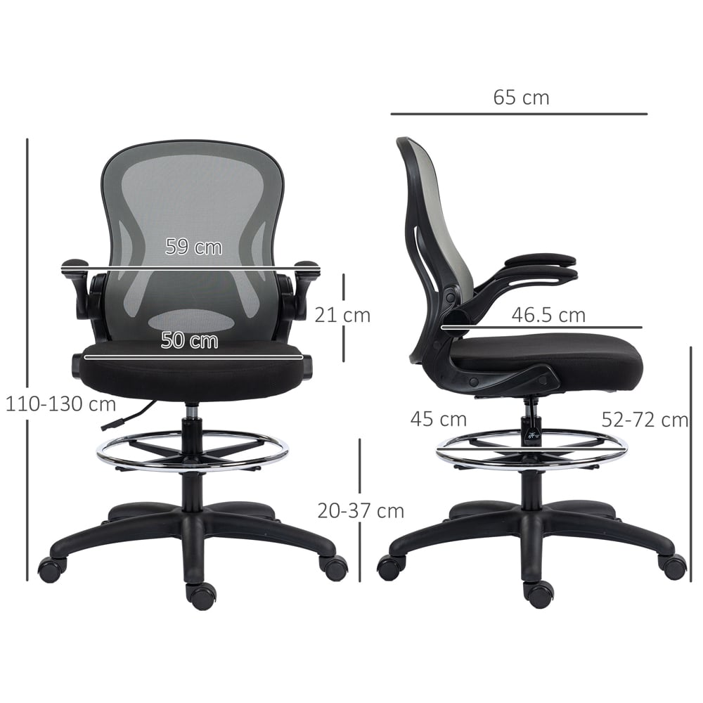 Portland Dark Grey Draughtsman Tall Office Chair with Adjustable Footrest Image 9