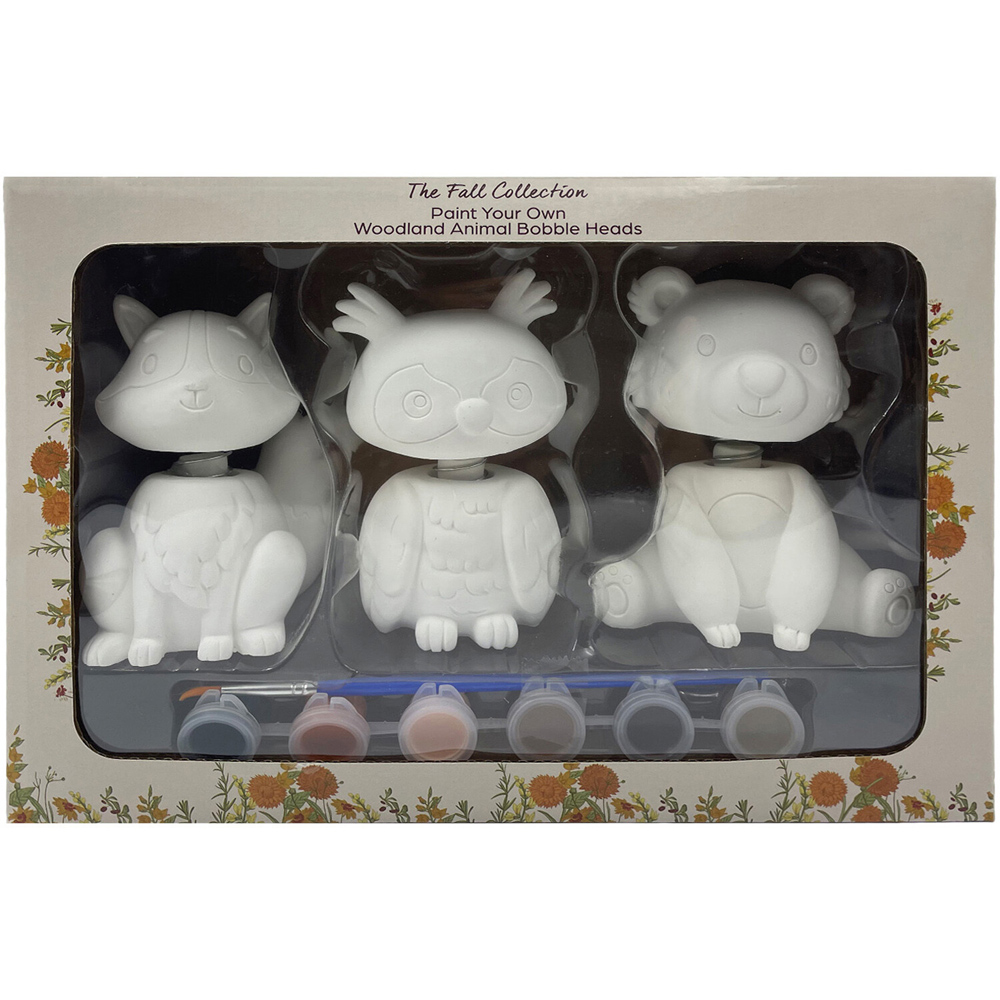 Paint Your Own Woodland Animal Bobble Heads Kit White Image 3