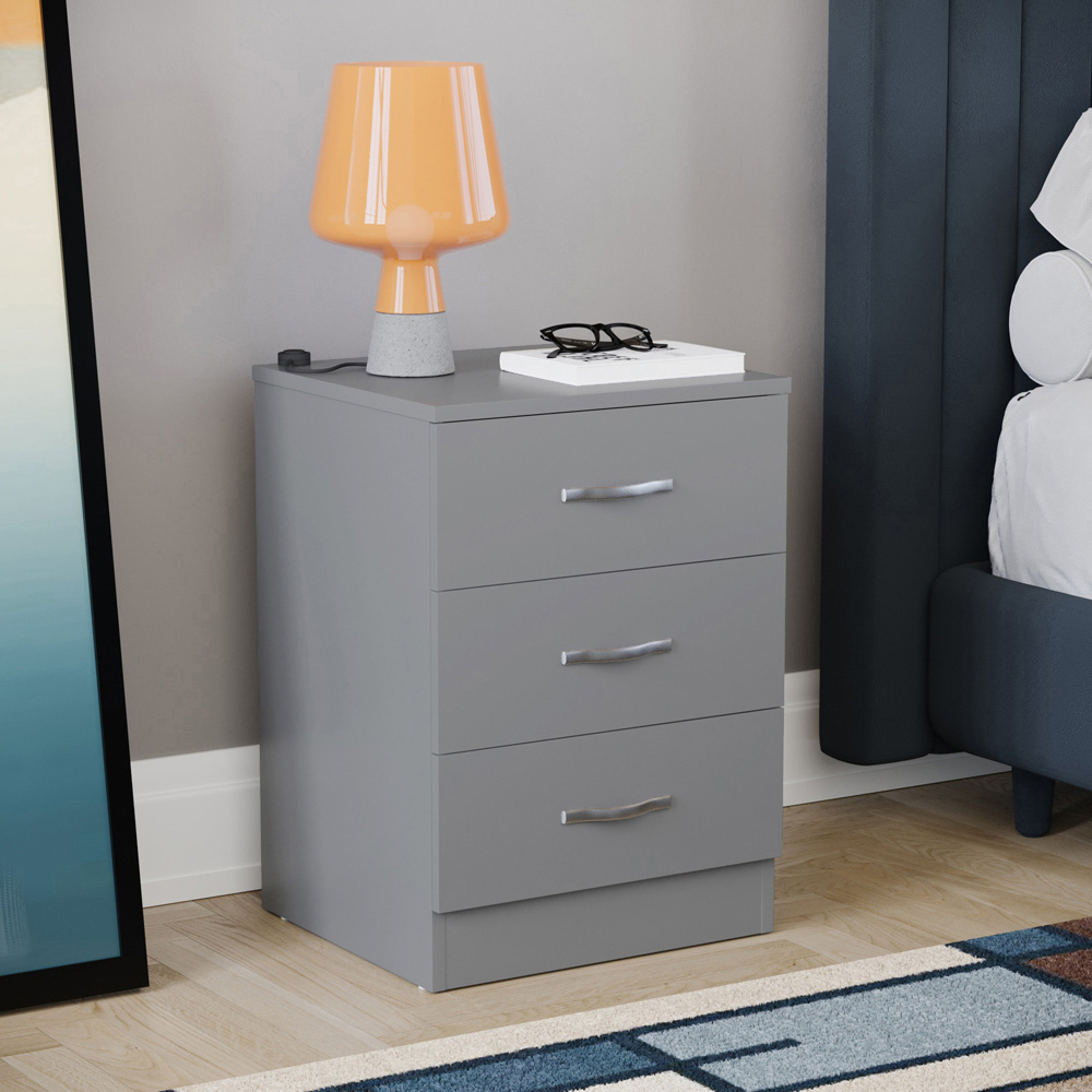 VIDA DESIGNS Riano Grey 3 Piece Narrow Bedroom Furniture Set Image 5