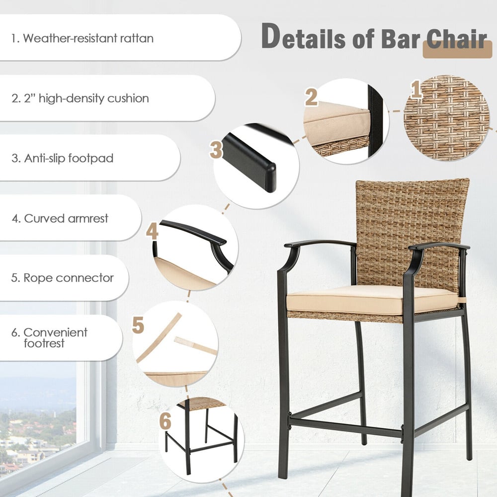 Costway PE Rattan Bar Stool Set of 4 Image 8