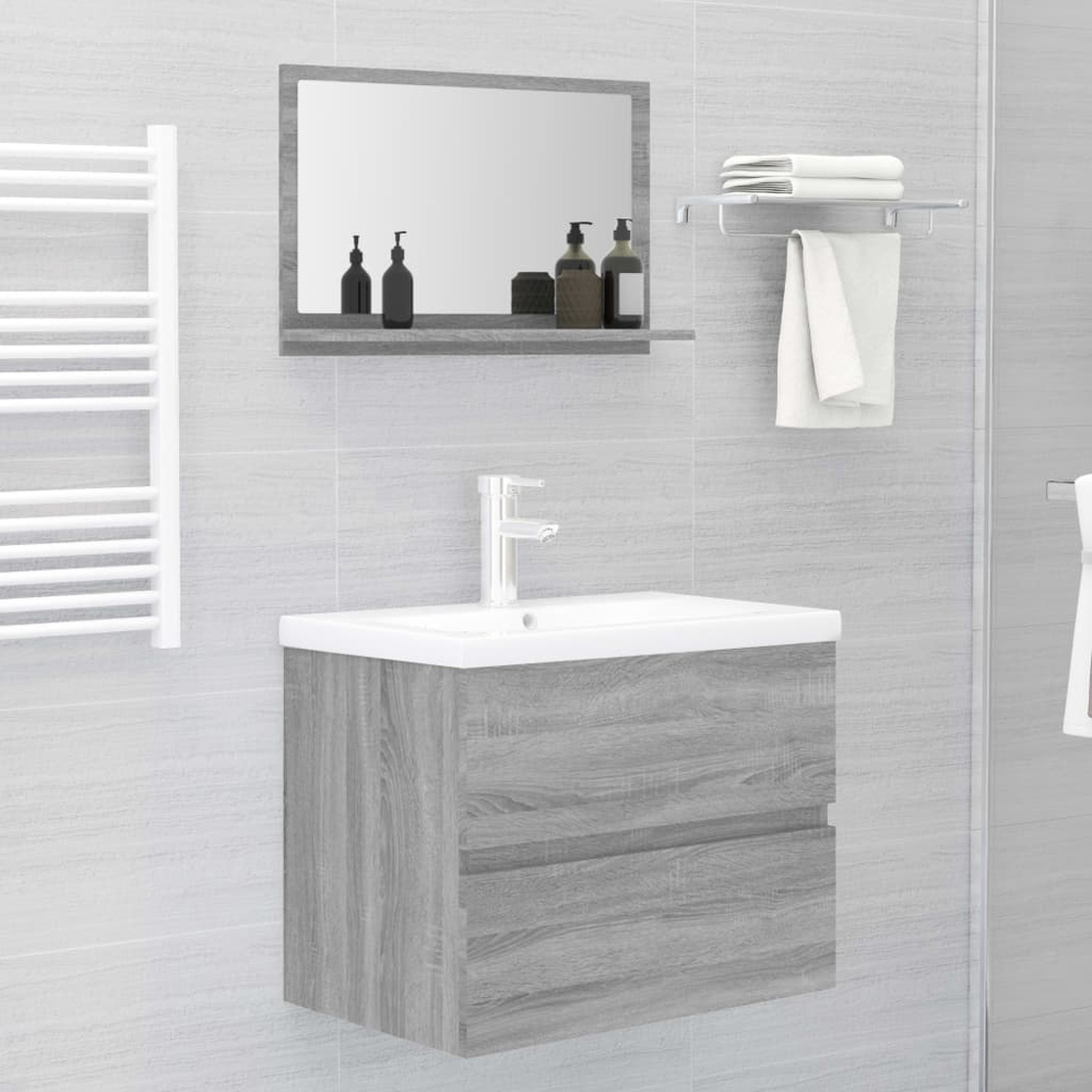 vidaXL Single Shelf Grey Sonoma Bathroom Mirror Image 2