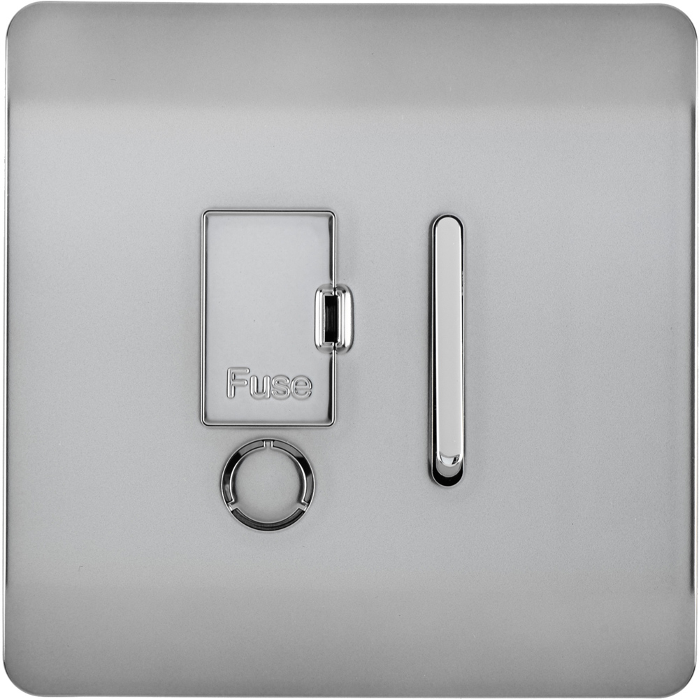 Trendi Switch 13amp Brushed Steel Fused Spur with Flex Outlet Image 1