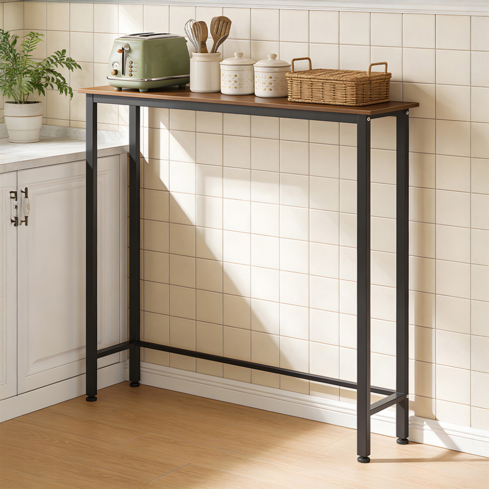 Living and Home Brown Wood Effect Narrow Console Table with Steel Frame Image 8