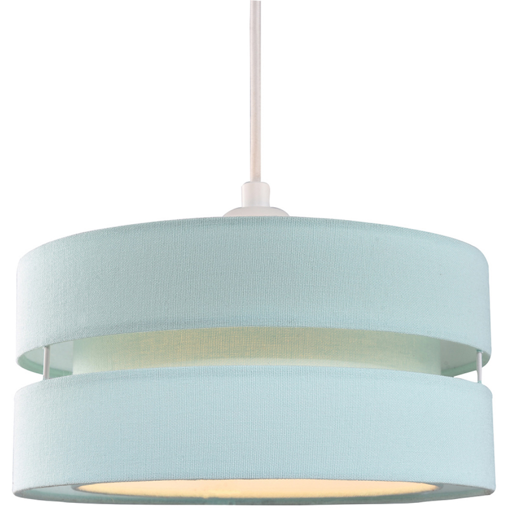 Happy Homewares 3 Tier Duck Egg Linen Fabric Pendant Shade Image 2