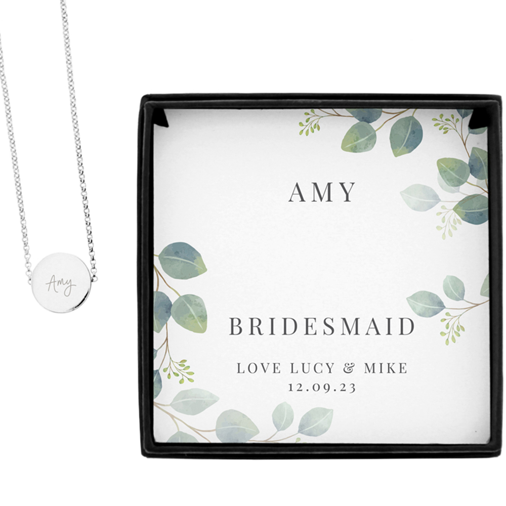 Personalised Memento Personalised Botanical Sentiment Silver Tone Necklace and Box Set Image 1