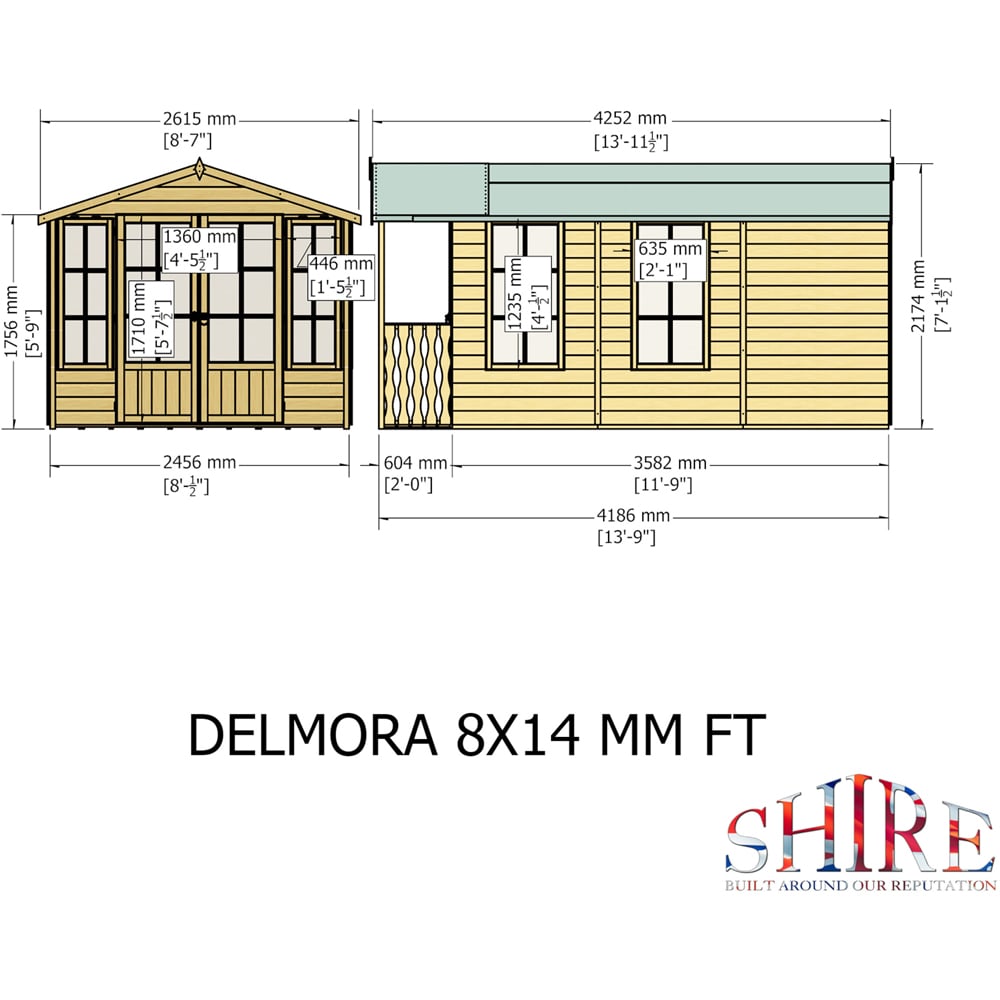 Shire Delmora 8 x 14ft Double Door Traditional Summerhouse Image 8