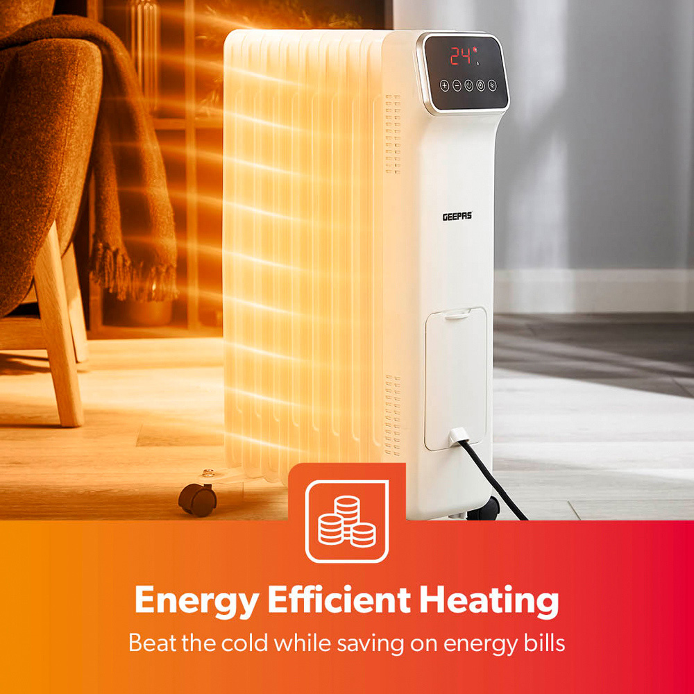 Geepas 9 Fin Portable Oil Filled Digital Radiator Heater with Remote Control 2000W Image 8