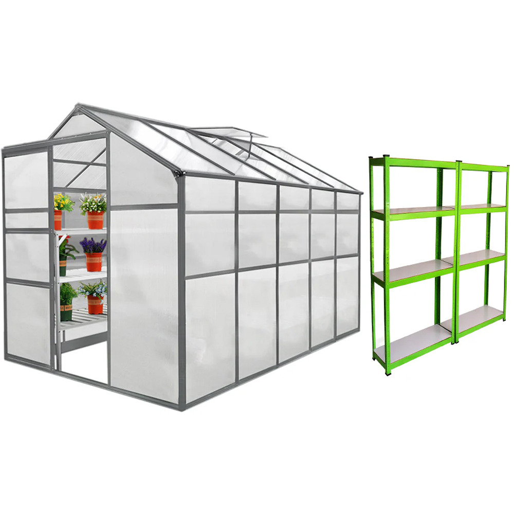 MonsterShop 6 x 10ft Greenhouse with Rack Image 1