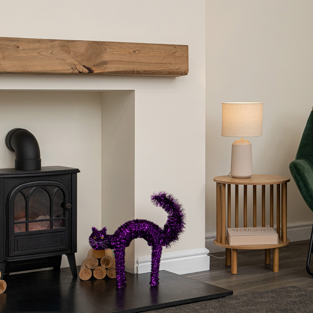 Samuel Alexander Purple Tinsel Standing Scaredy Cat Halloween Decoration 42cm Image 8