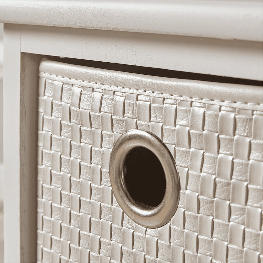 Home Source Sandringham 3 Basket Drawer White Wooden Storage Unit Image 3
