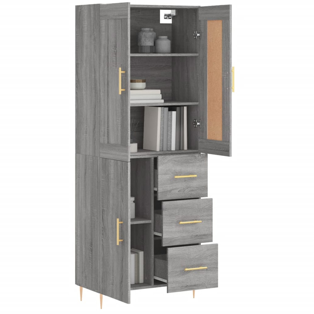 vidaXL 3 Door 3 Drawer Grey Sonoma Highboard Image 3