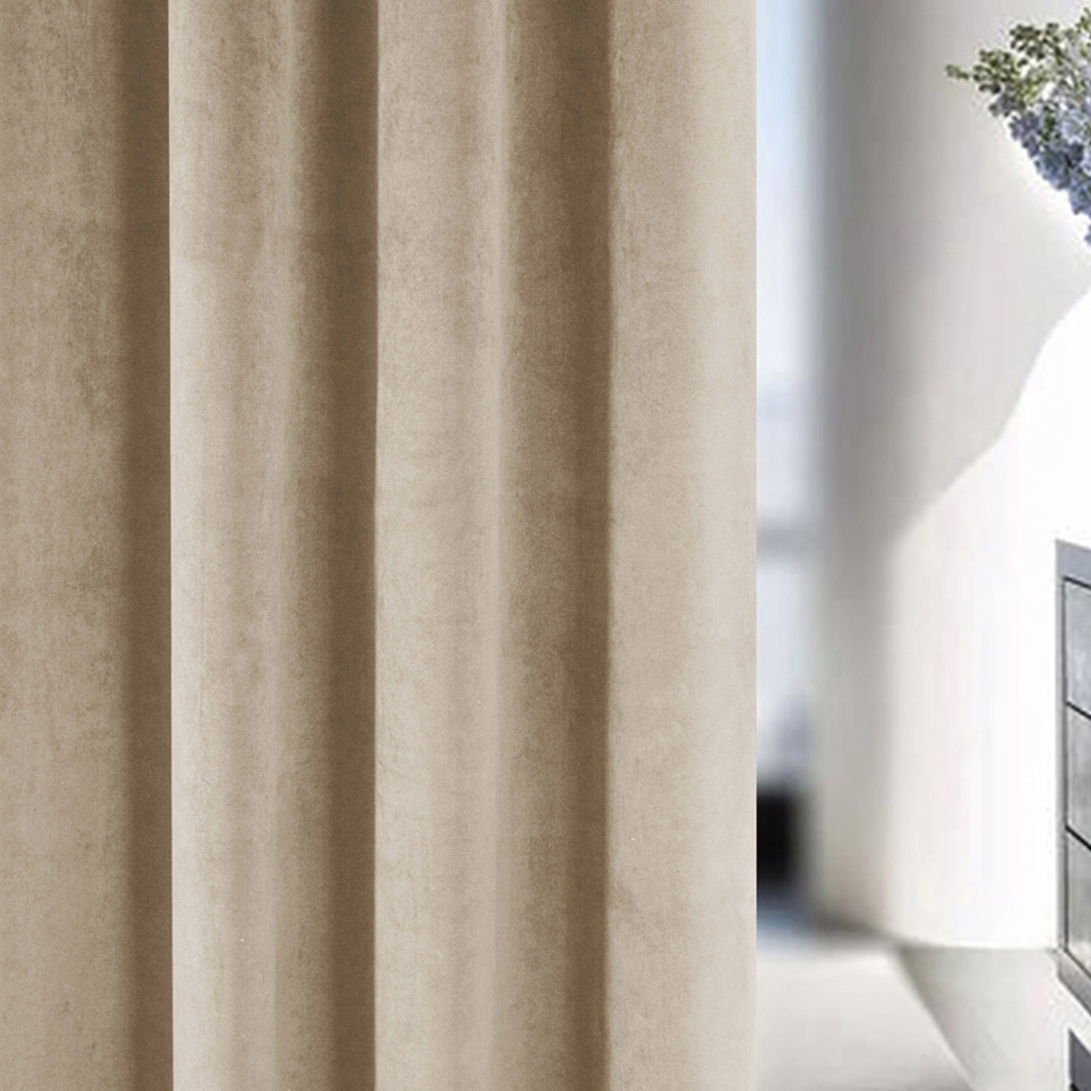 Enhanced Living Hampton Cream Velvet Blackout Thermal Eyelet Curtain 168 x 137cm Image 3