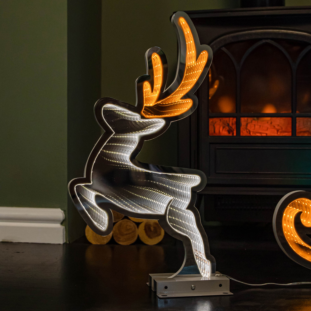 Samuel Alexander Multicolour Infinity LED Light Up Santa in Sleigh with Reindeer Image 8