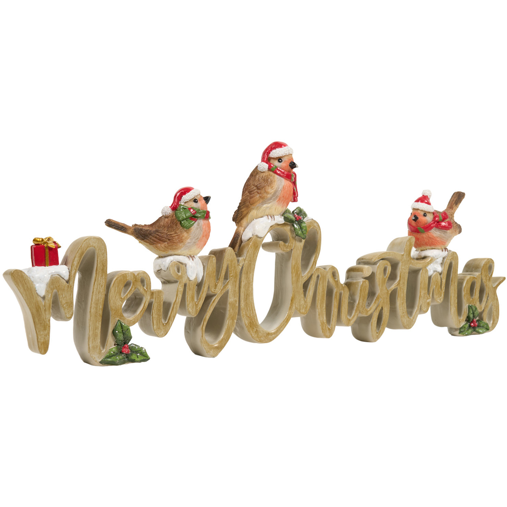 Merry Christmas Robin-Themed Ornament Natural Image 2