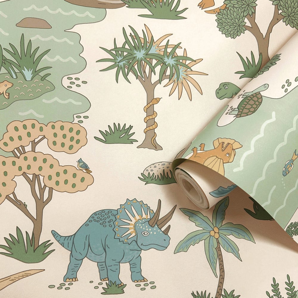 Holden Decor Dino Zoo Cream Multicolour Wallpaper Image 2
