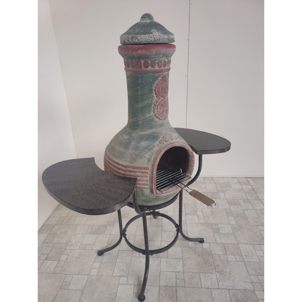 Gardeco BBO-C8AZ.03 Grill Lava Stones and Cradle Clay Chiminea BBQ Bundle Image 4