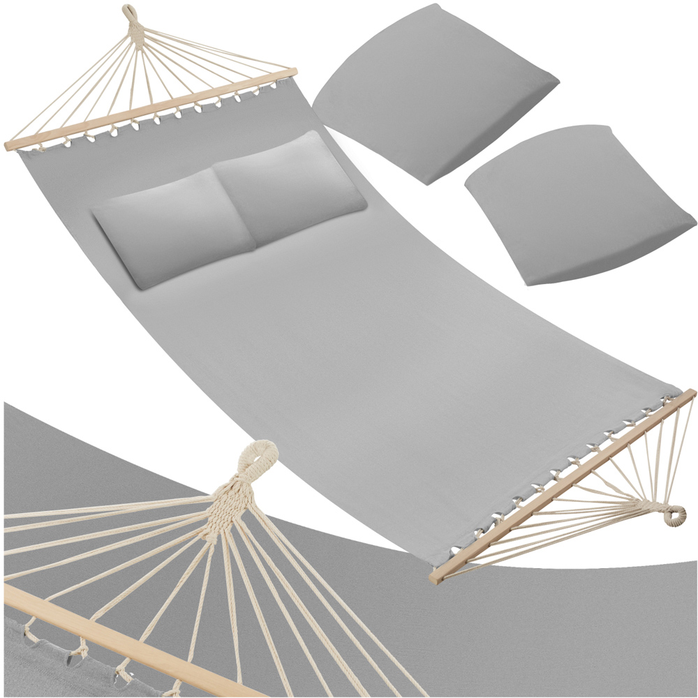 tectake Eden 2 Seater Light Grey Hammock with Support Bars Image 2