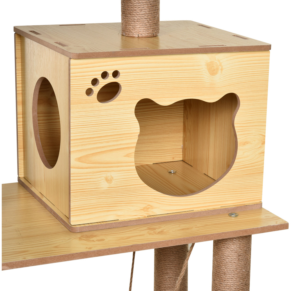 PawHut Yellow Large Cat Tree with Scratching Posts and Toy Ball 130cm Image 5