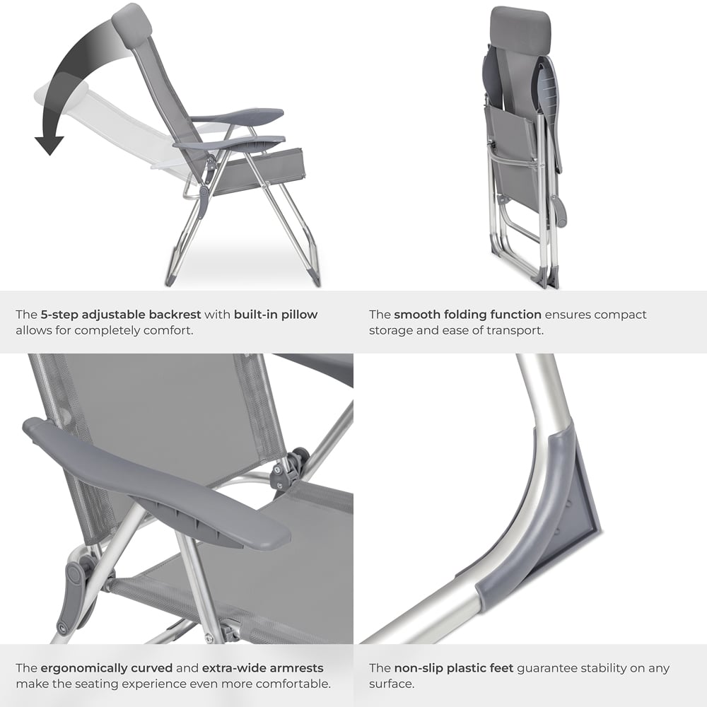 tectake Maurine Set of 4 Grey Garden Chairs Image 5