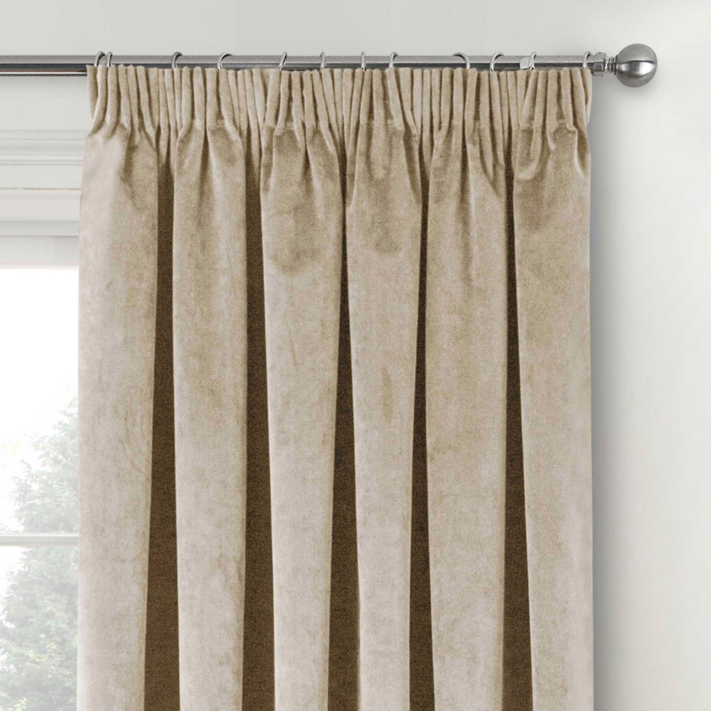 Enhanced Living Oxford Cream Thermal Blackout Pencil Pleat Velvet Curtains 229 x 183cm Image 3