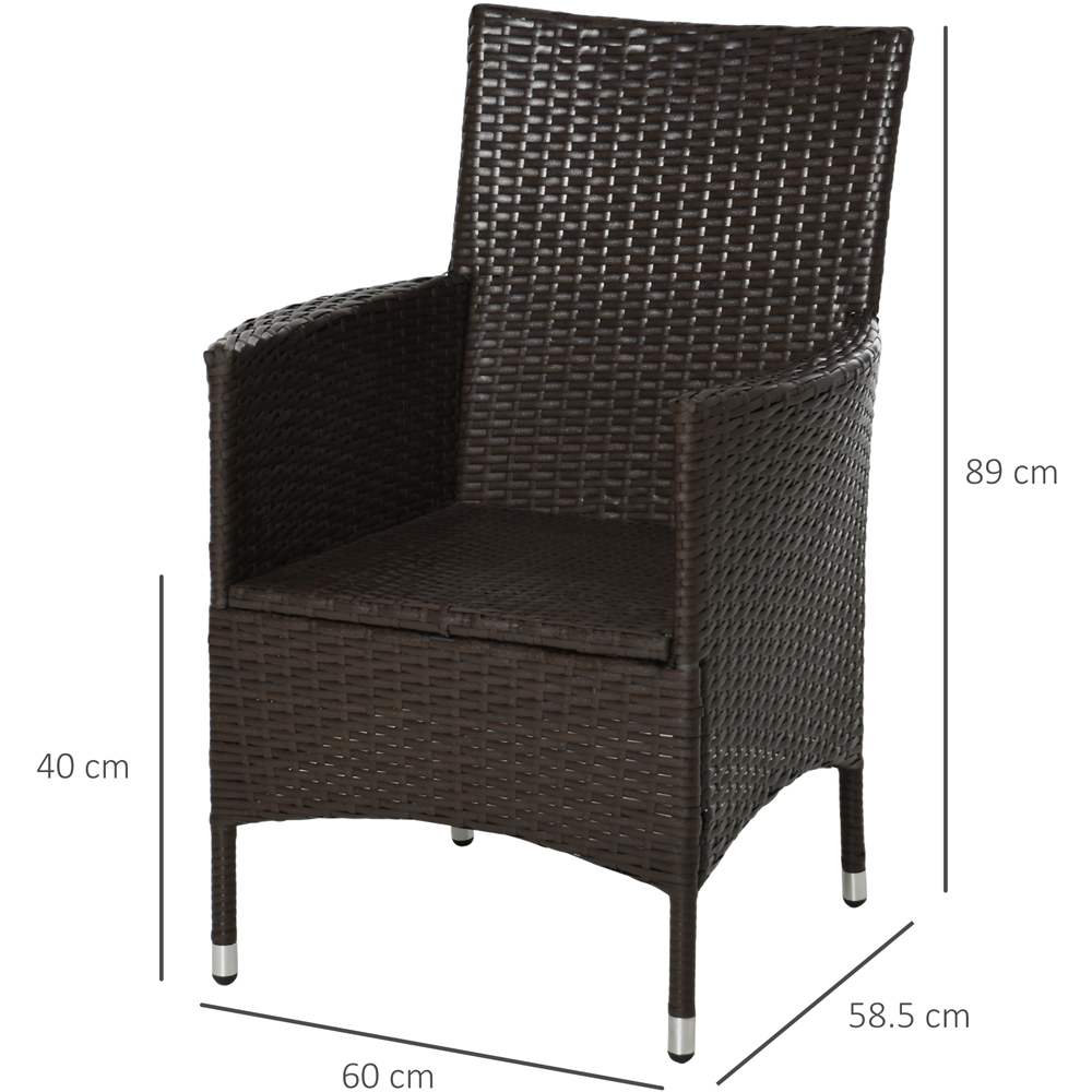 Outsunny Set of 2 Deep Coffee Rattan Dining Chair Image 7