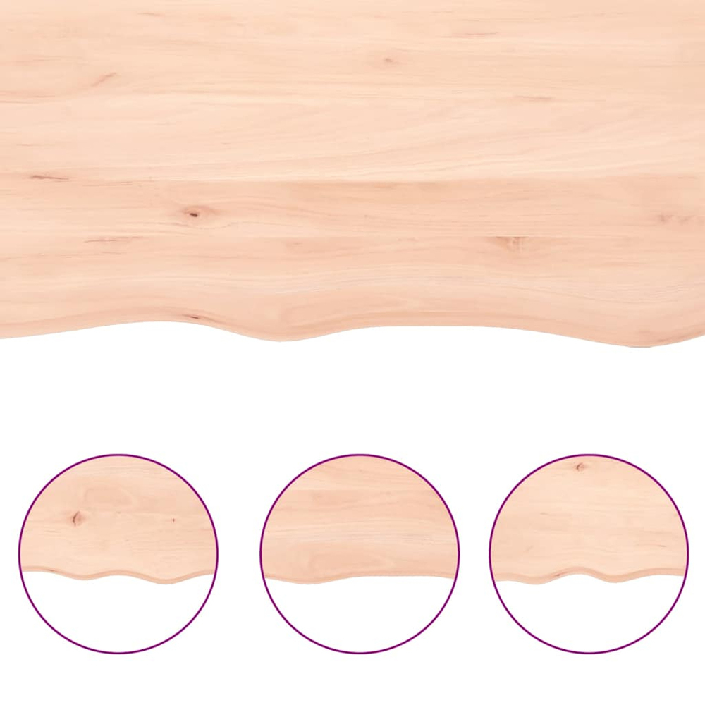 vidaXL 40cm Natural Untreated Solid Oak Wood Floating Wall Shelf Image 5