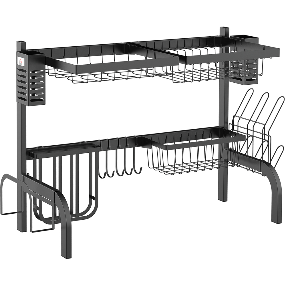 Portland 2 Tier Black Over the Sink Dish Drainer Rack Image 1