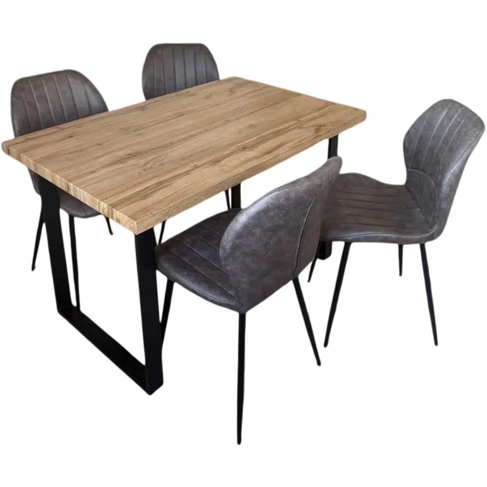 Indoor Living Colorado 4 Seater Grey Jaydn Leather Dining Table Set Image 2