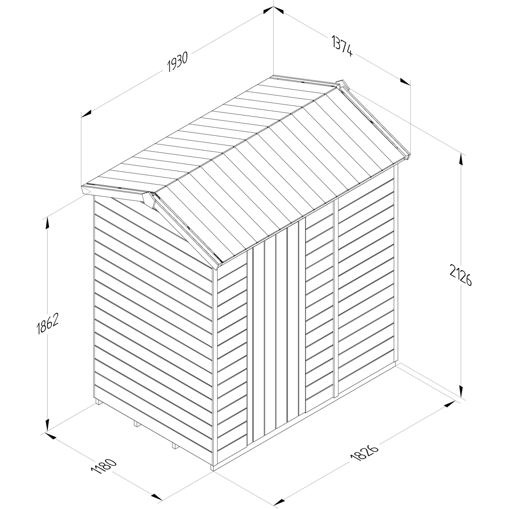 Forest Garden Timberdale 6 x 4ft Reverse Apex Garden Shed Image 9